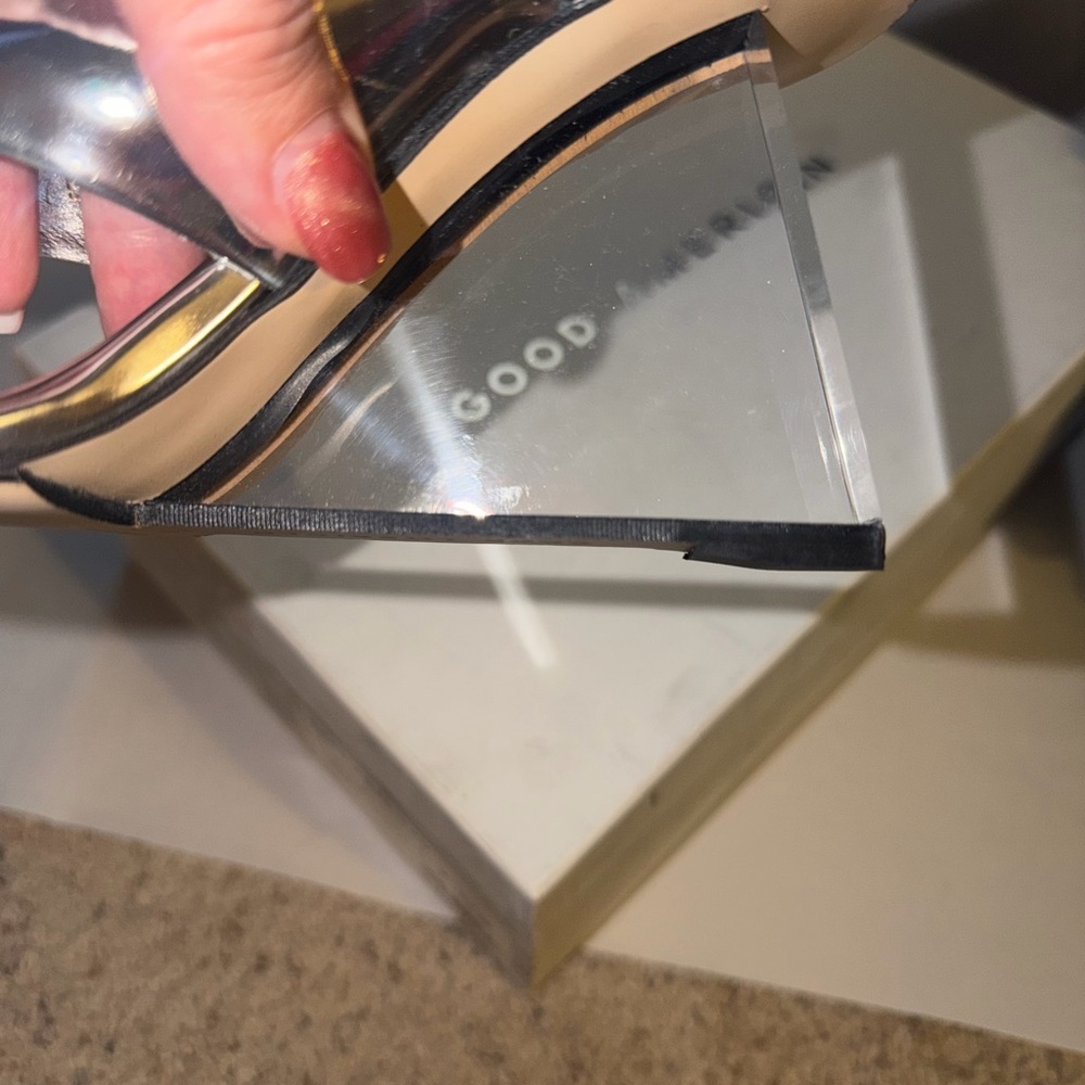Good American Silver Metallic Pointed Thong Heels - Picture 11 of 13